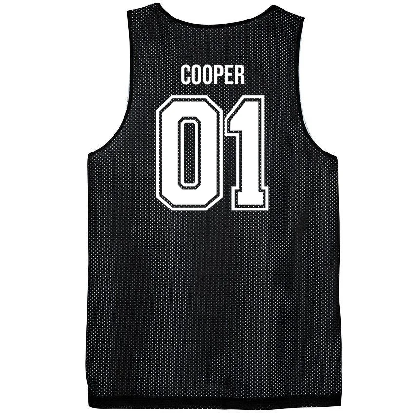 Bowling Club – Vintage Bowling Emblem Custom Team Name & Number Men's Basketball Jersey - Back - Close-up