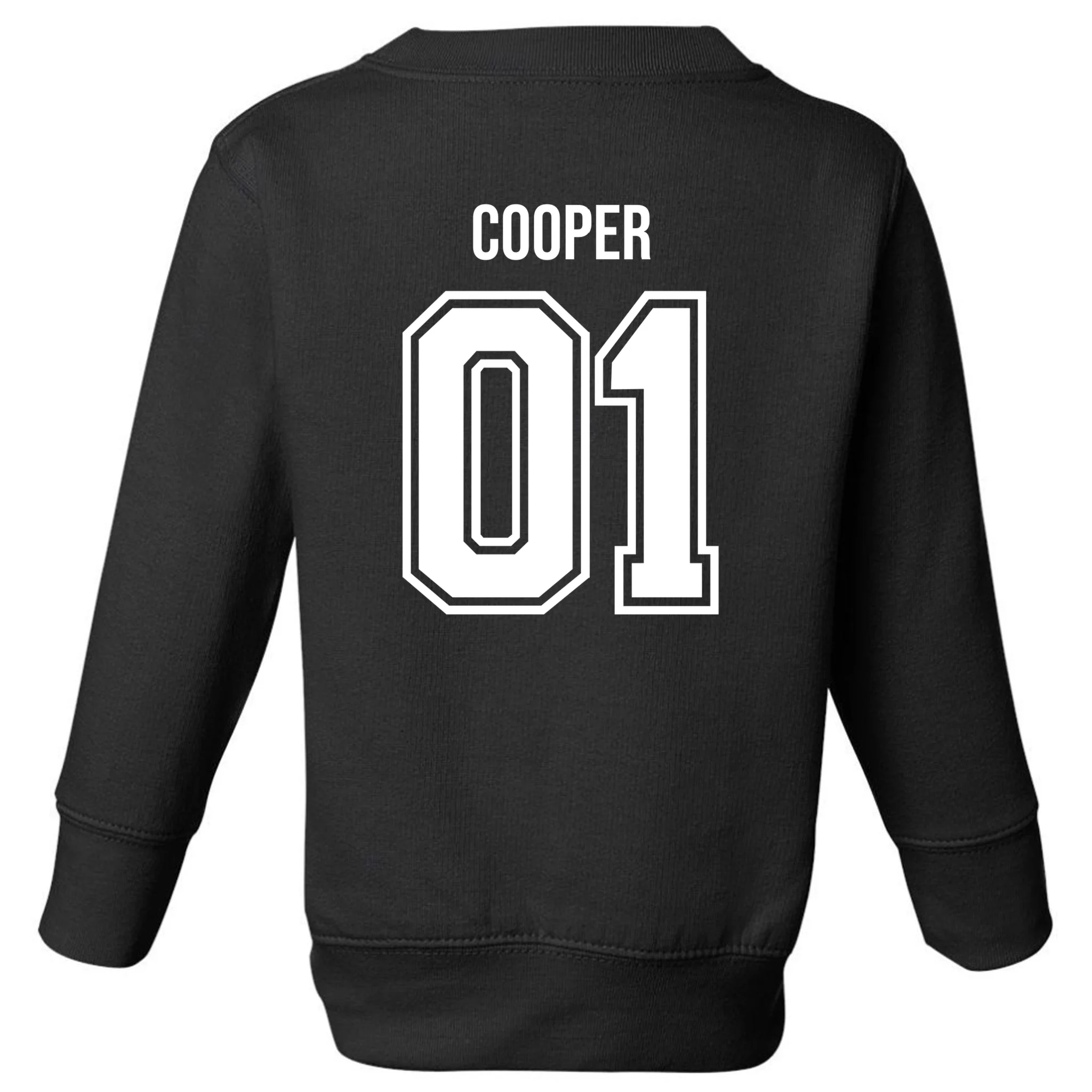 Bowling Club – Vintage Bowling Emblem Custom Team Name & Number Toddler Sweatshirt - Back - Close-up