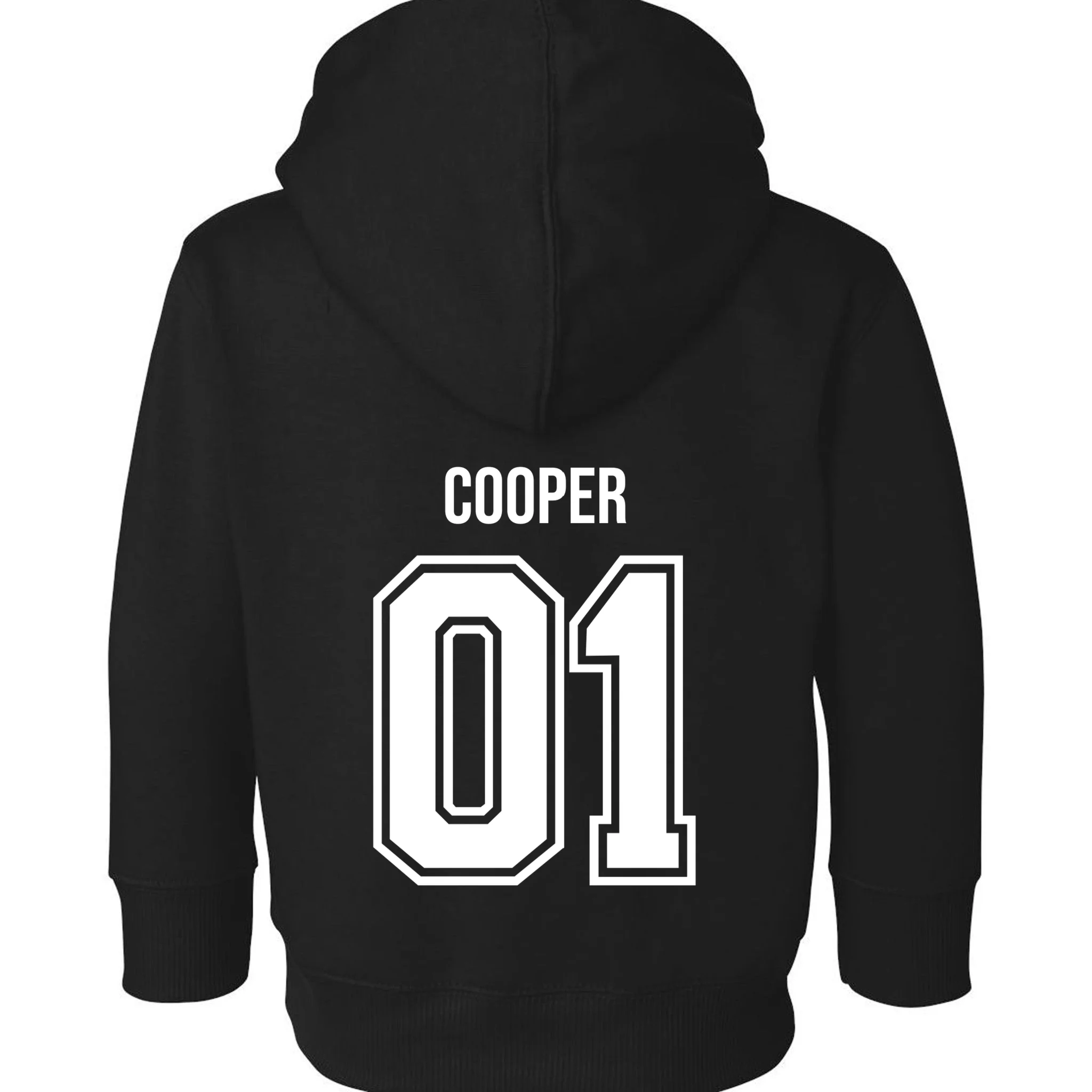 Bowling Club – Vintage Bowling Emblem Custom Team Name & Number Toddler Hoodie - Back - Close-up