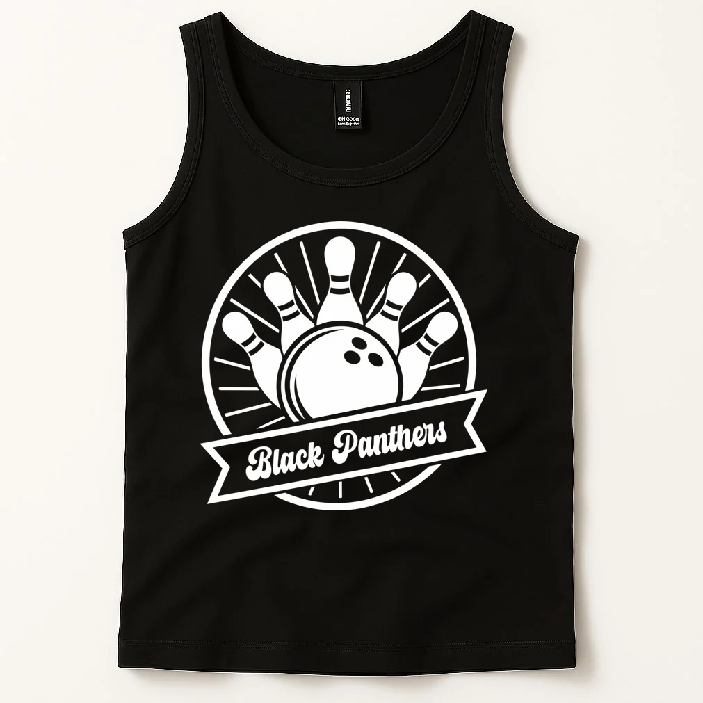 Bowling Club – Vintage Bowling Emblem Custom Team Name & Number Men's Tank Top - Front 1