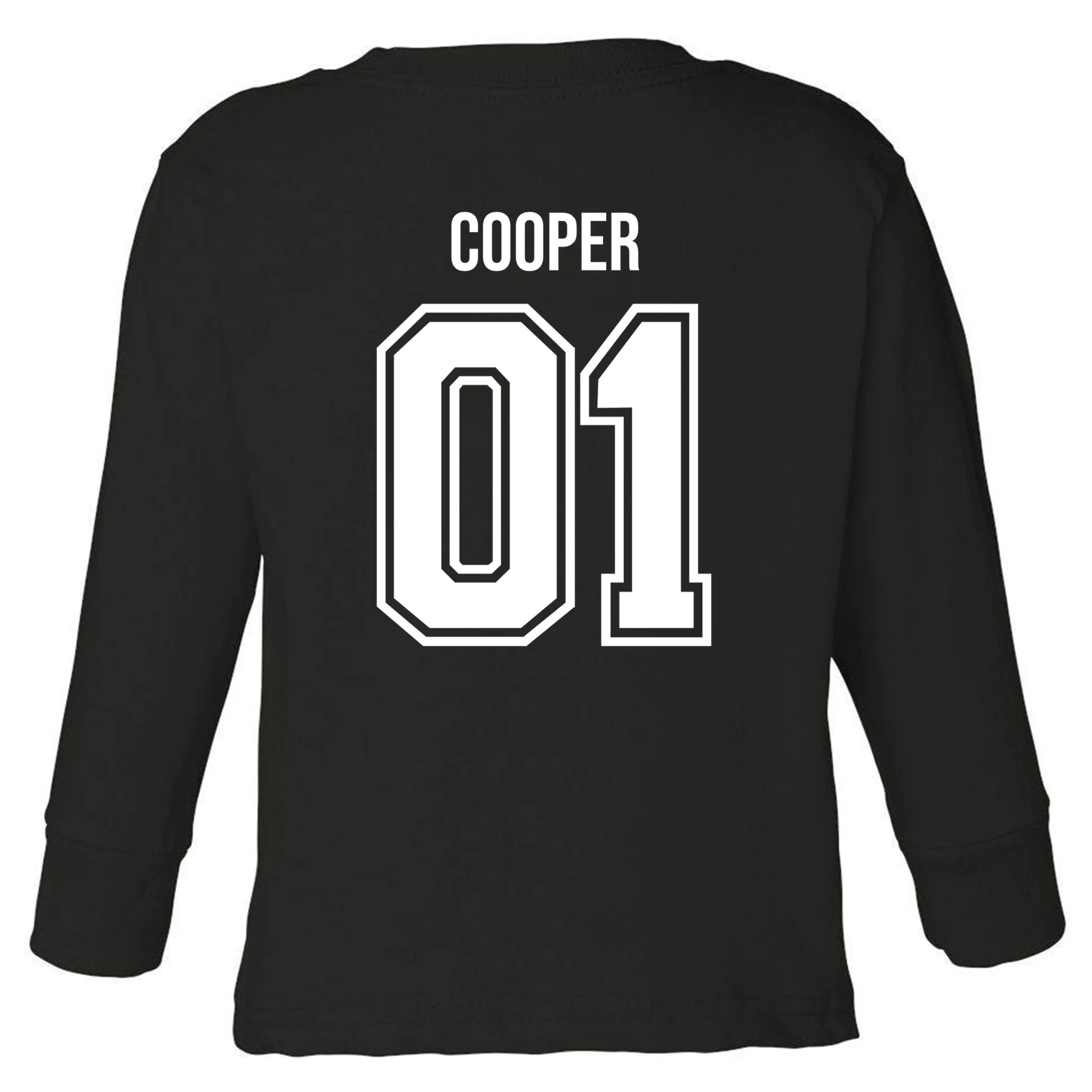 Bowling Club – Vintage Bowling Emblem Custom Team Name & Number Toddler Long Sleeve Shirt - Back - Close-up
