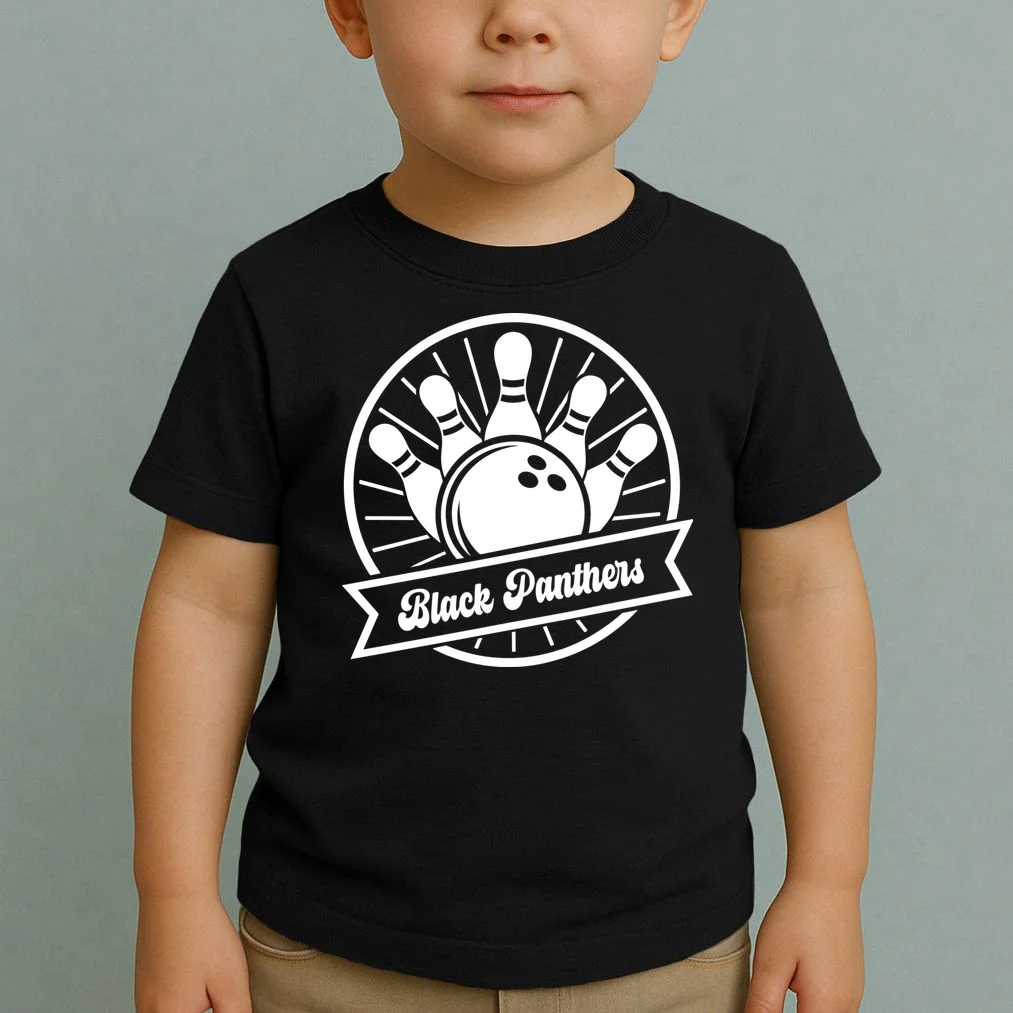 Bowling Club – Vintage Bowling Emblem Custom Team Name & Number Toddler T-Shirt - Front 1