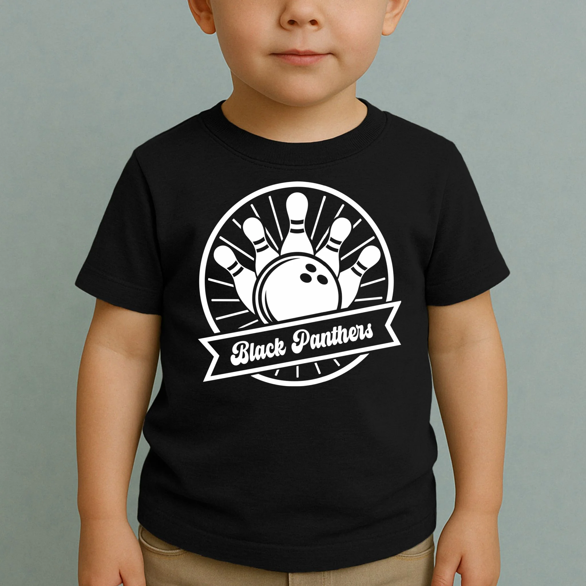 Bowling Club – Vintage Bowling Emblem Custom Team Name & Number Toddler T-Shirt - Front 1