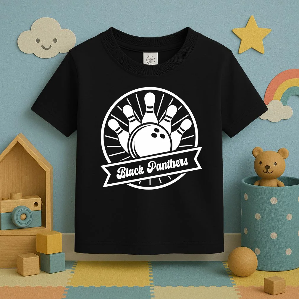 Bowling Club – Vintage Bowling Emblem Custom Team Name & Number Toddler T-Shirt - Front 2