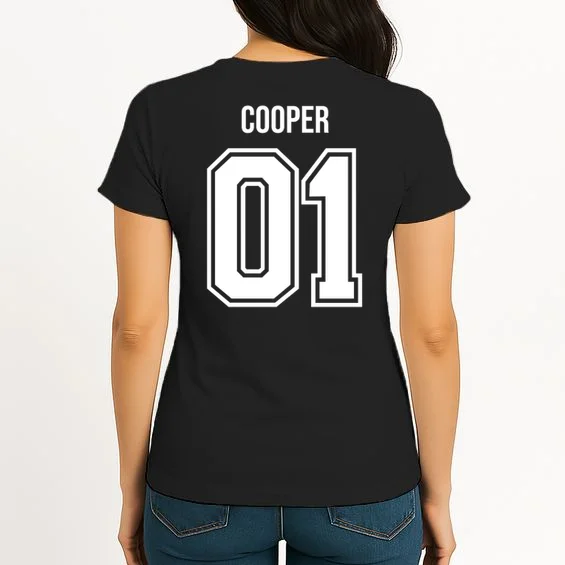 Bowling Club – Vintage Bowling Emblem Custom Team Name & Number Women's T-Shirt - Back
