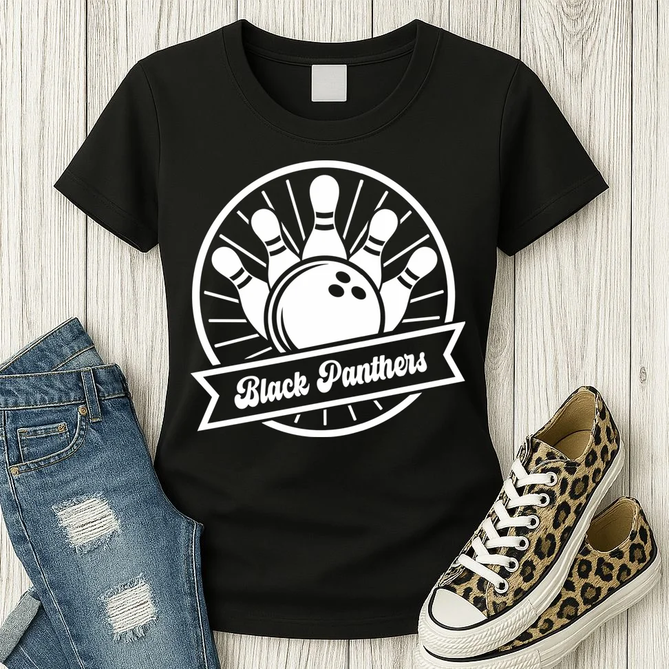 Bowling Club – Vintage Bowling Emblem Custom Team Name & Number Women's T-Shirt - Front 2