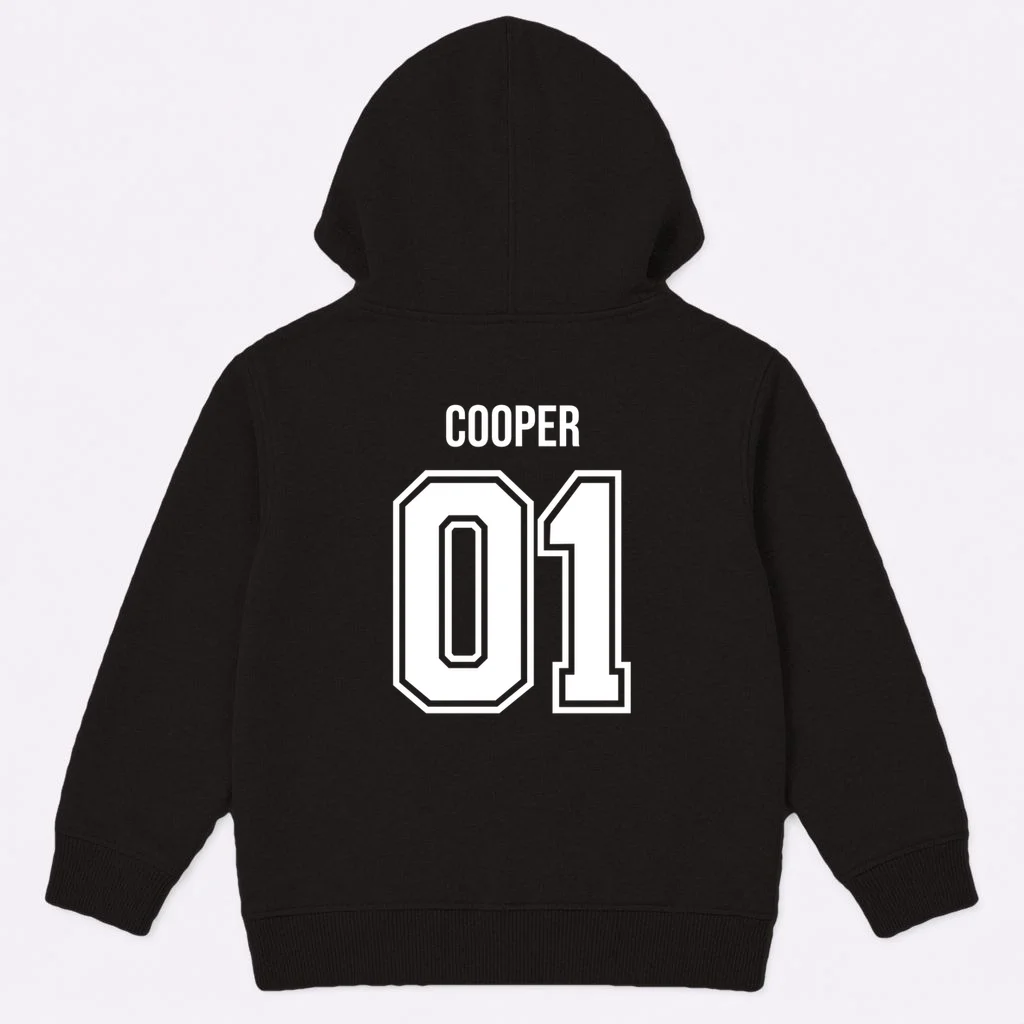 Bowling Club – Vintage Bowling Emblem Custom Team Name & Number Kids Hoodie - Back