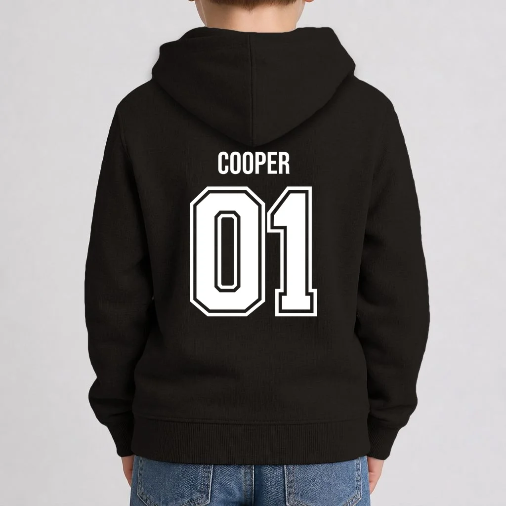 Bowling Club – Vintage Bowling Emblem Custom Team Name & Number Kids Hoodie - Back 1