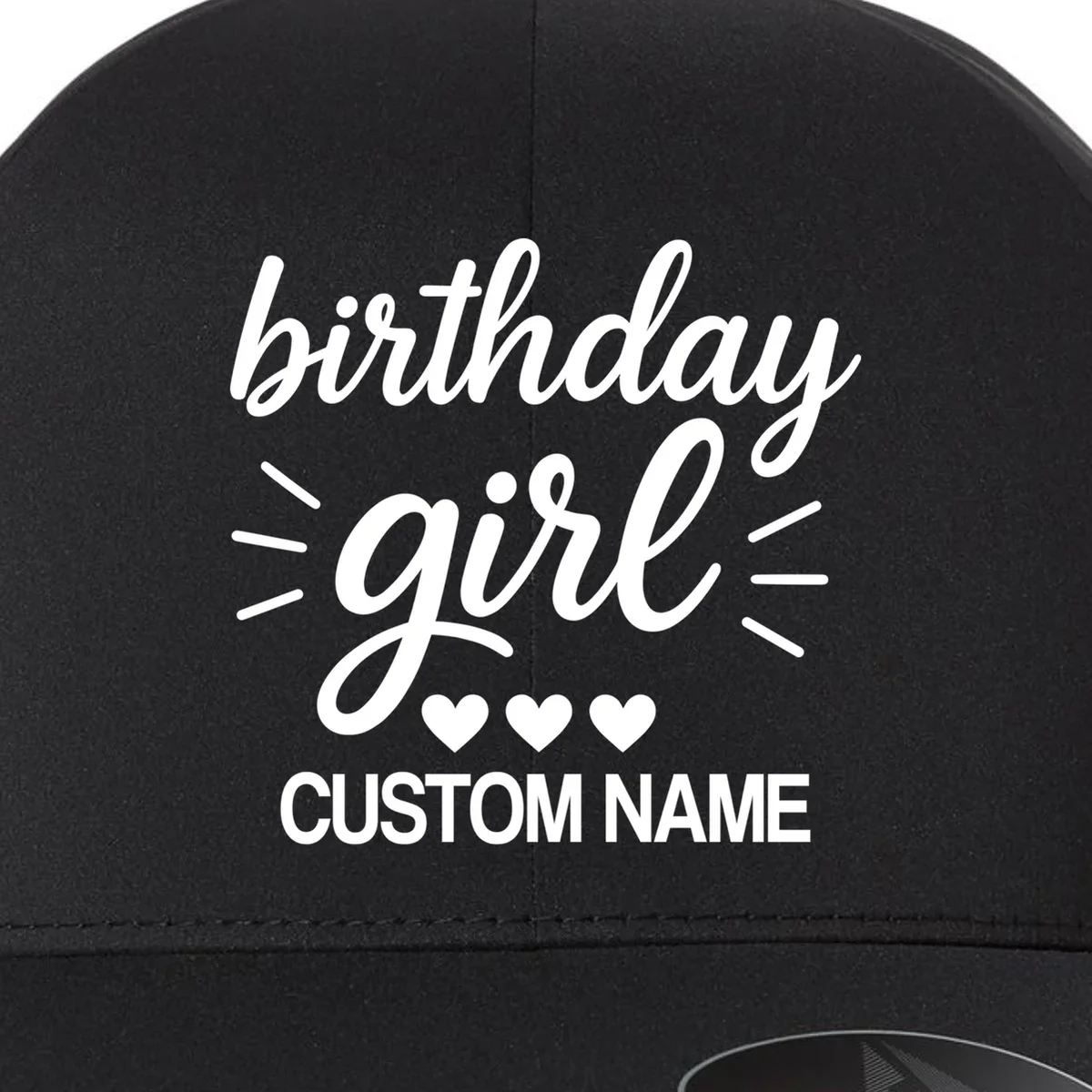 birthday girl Cute Customizable Birthday Gift Flexfit Men's Snapback Hat - Front - Close-up