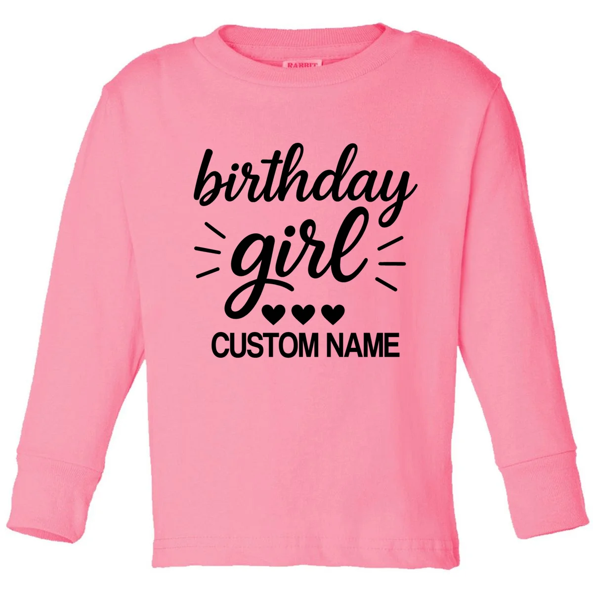 birthday girl Cute Customizable Birthday Gift Toddler Long Sleeve Shirt - Front