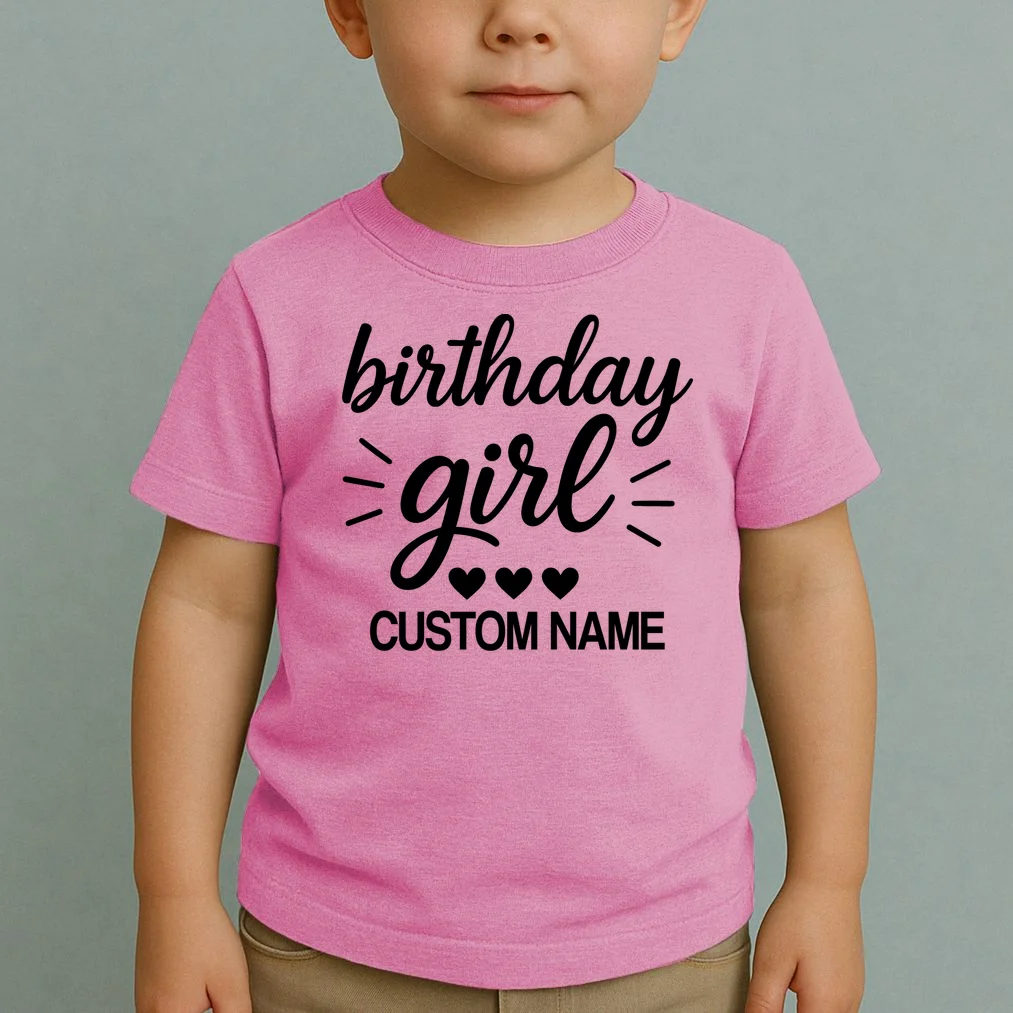 birthday girl Cute Customizable Birthday Gift Toddler T-Shirt - Front 1