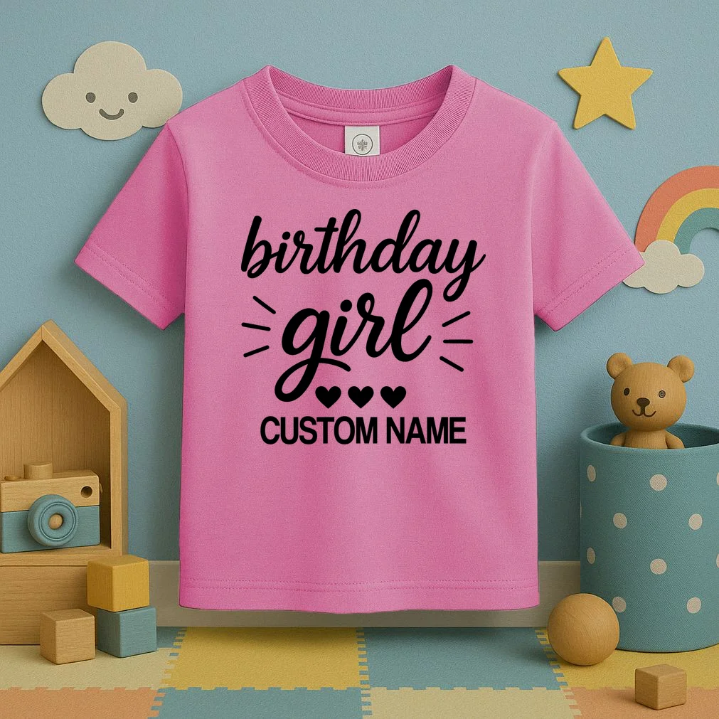birthday girl Cute Customizable Birthday Gift Toddler T-Shirt - Front 2
