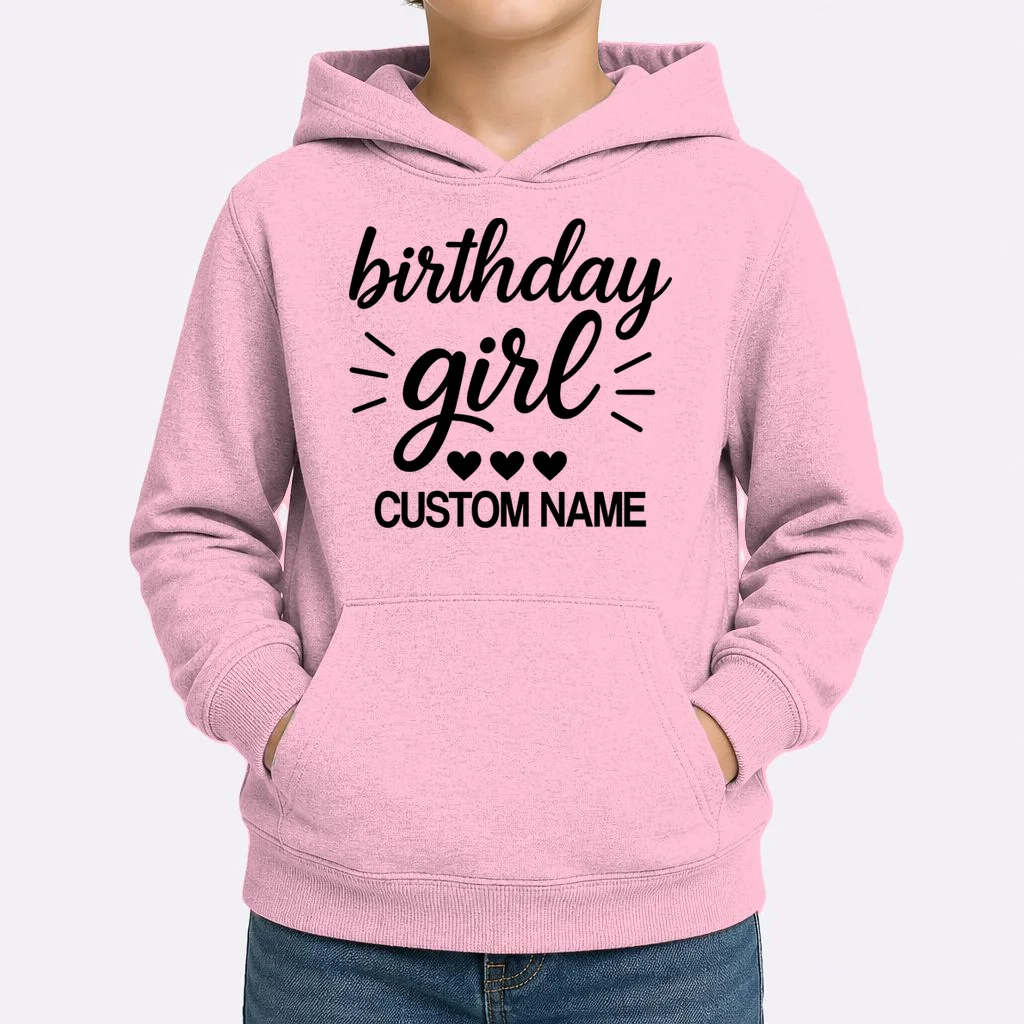 birthday girl Cute Customizable Birthday Gift Kids Hoodie - Front 1