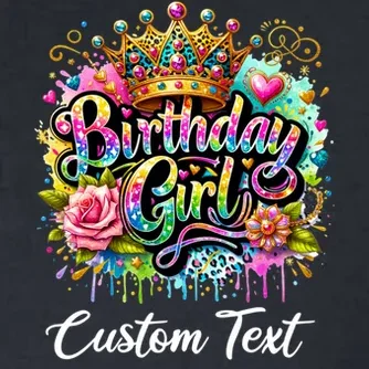 Birthday Girl Crown Heart Splash Custom Text Personalized Birthday Men's Polo - Front - Close-up