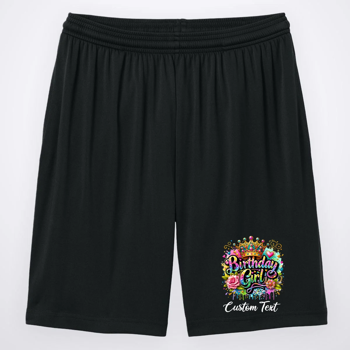 Birthday Girl Crown Heart Splash Custom Text Personalized Birthday Men's Shorts - Front