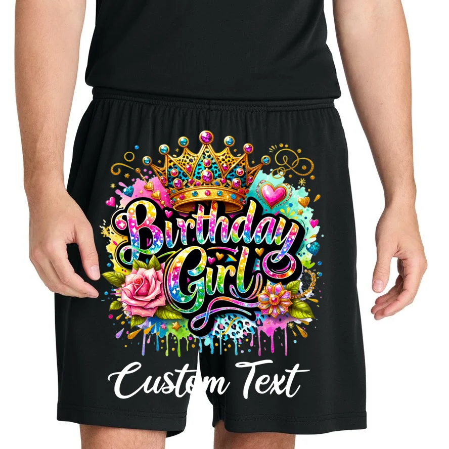 Birthday Girl Crown Heart Splash Custom Text Personalized Birthday Men's Shorts - Front 1