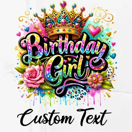 Birthday Girl Crown Heart Splash Custom Text Personalized Birthday Men's Chef Coat - Front - Close-up