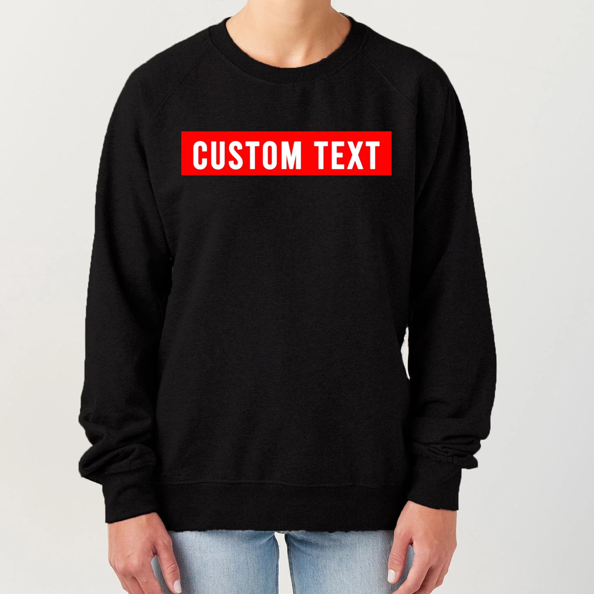 Box Logo Custom Text, Red Box, Personalized Women's Sweatshirt - Front