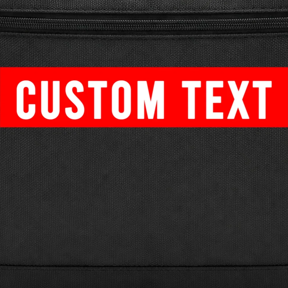 Box Logo Custom Text, Red Box, Personalized Briefcase - Front - Close-up