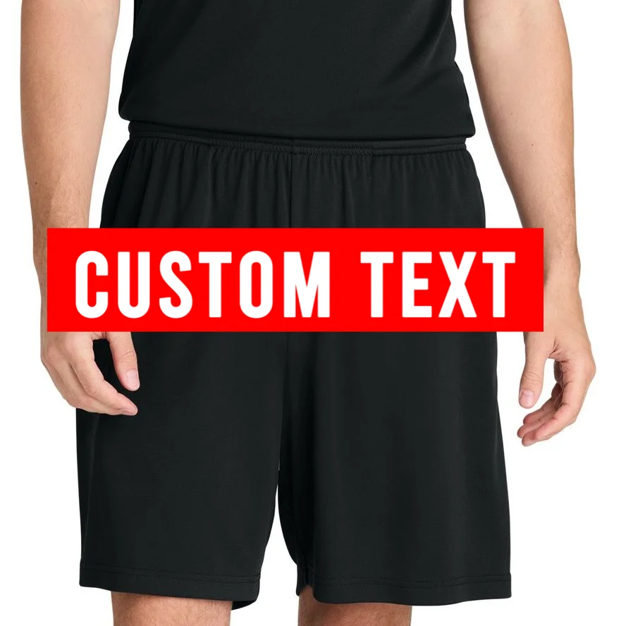 Box Logo Custom Text, Red Box, Personalized Men's Shorts - Front 1