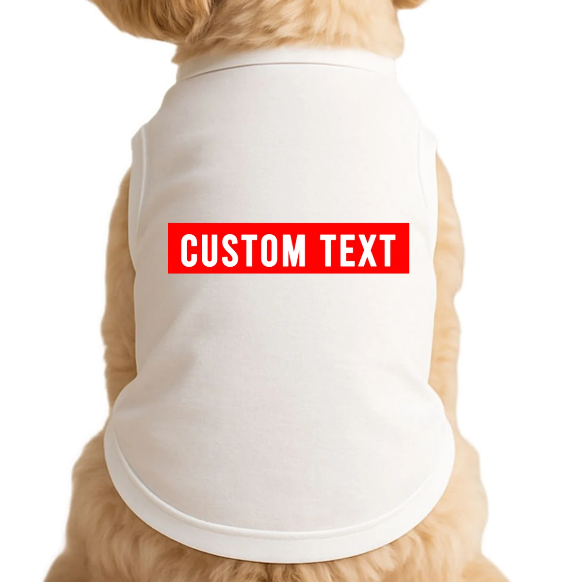 Box Logo Custom Text, Red Box, Personalized Doggie Tank - Front