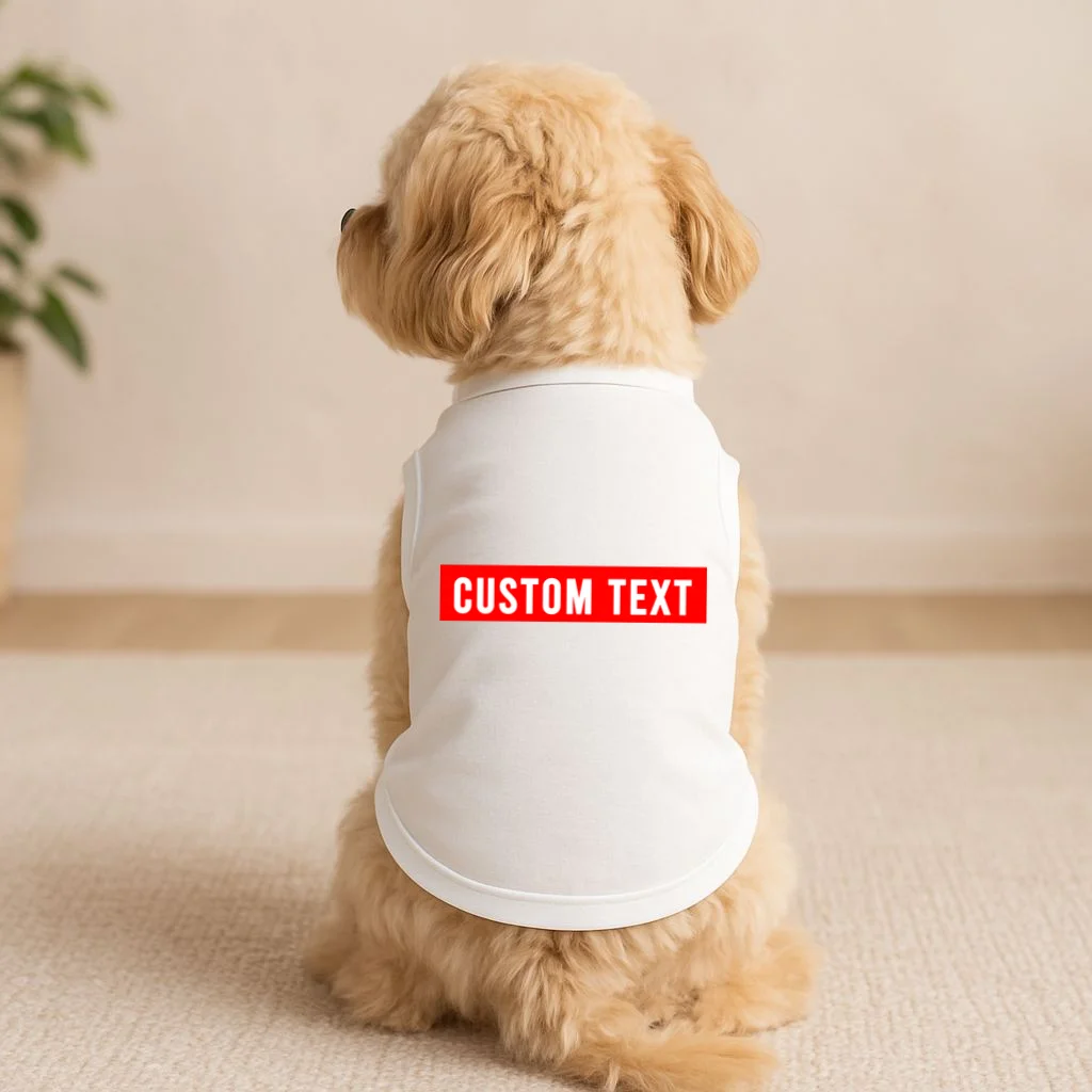 Box Logo Custom Text, Red Box, Personalized Doggie Tank - Front 1