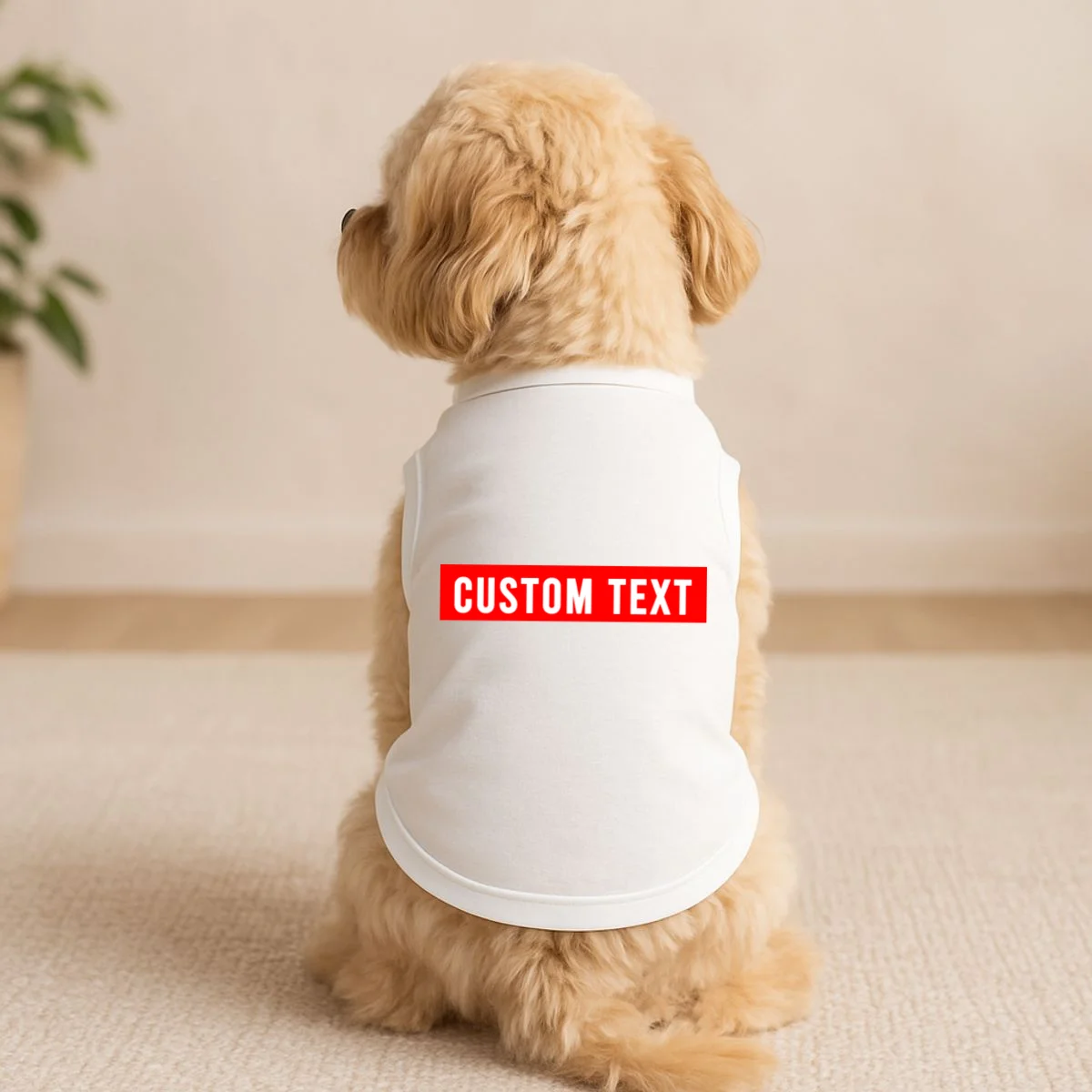 Box Logo Custom Text, Red Box, Personalized Doggie Tank - Front 1