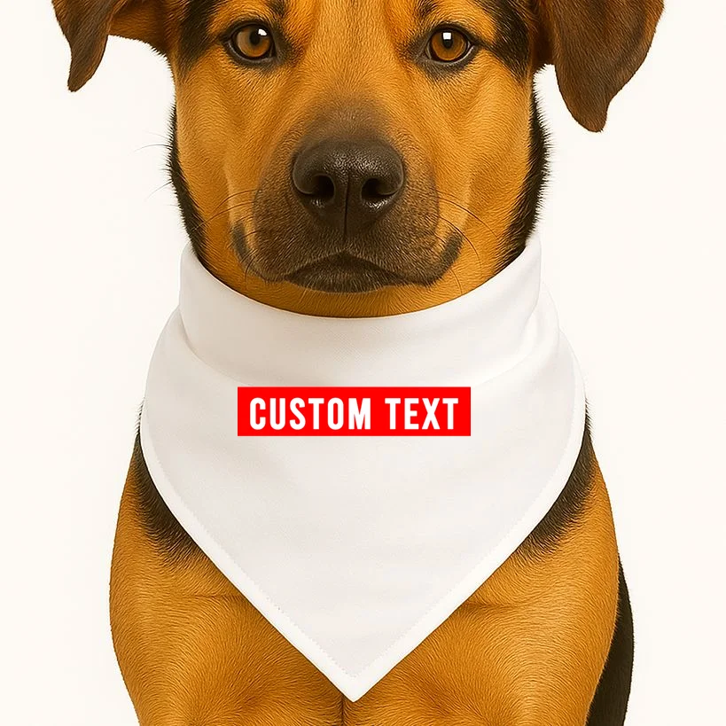 Box Logo Custom Text, Red Box, Personalized Dog Bandana - Front 1