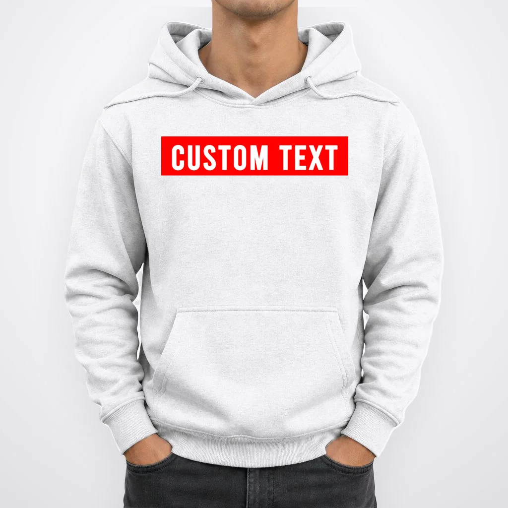 Box Logo Custom Text, Red Box, Personalized Hoodie - Front 1