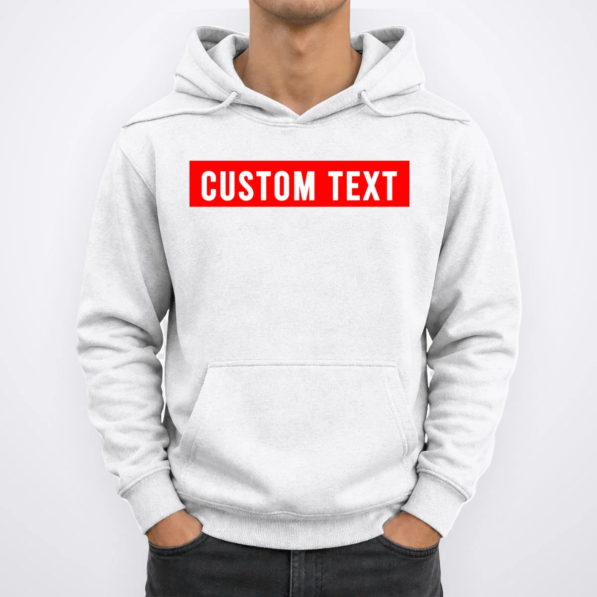 Box Logo Custom Text, Red Box, Personalized Hoodie - Front 1