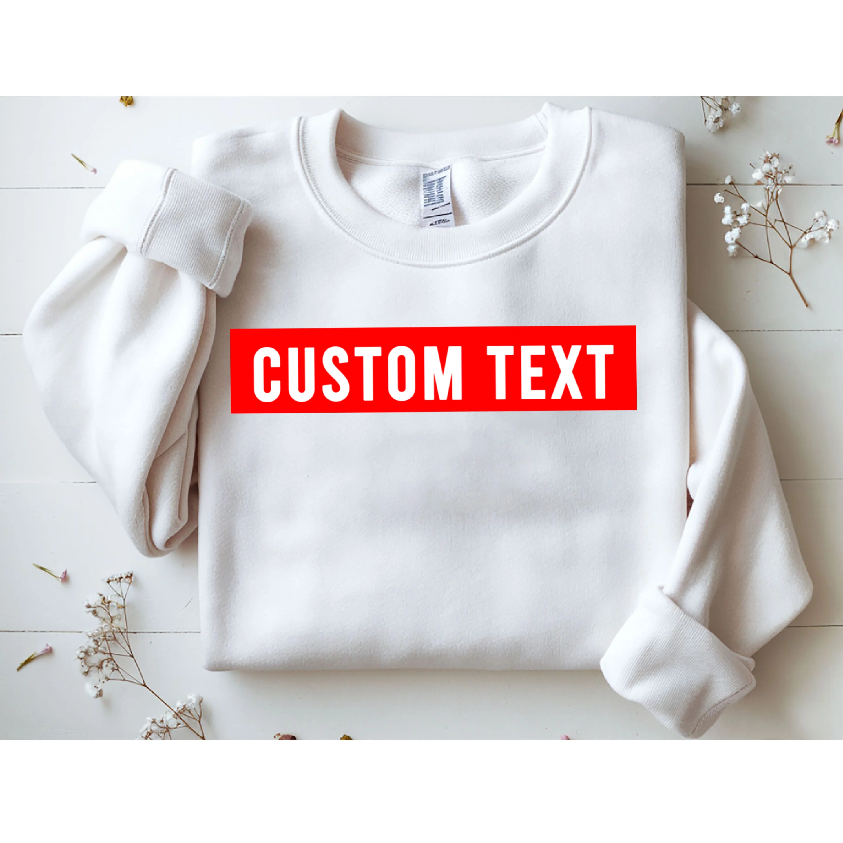 Box Logo Custom Text, Red Box, Personalized Sweatshirt - Front 1