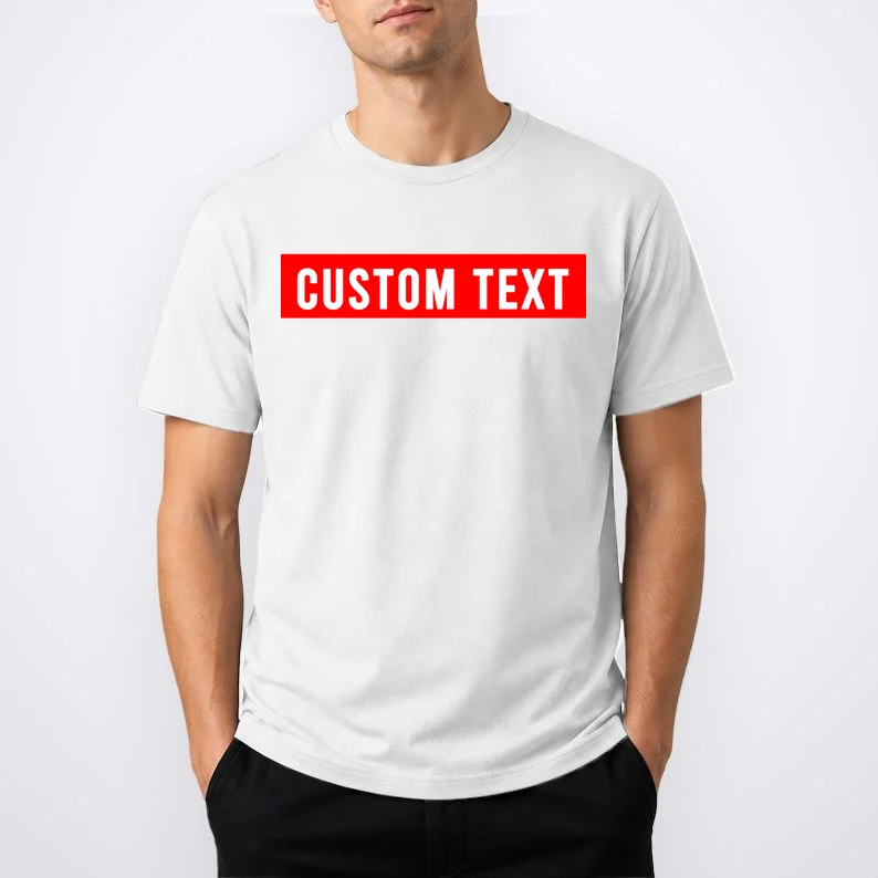 Box Logo Custom Text, Red Box, Personalized T-Shirt - Front 1