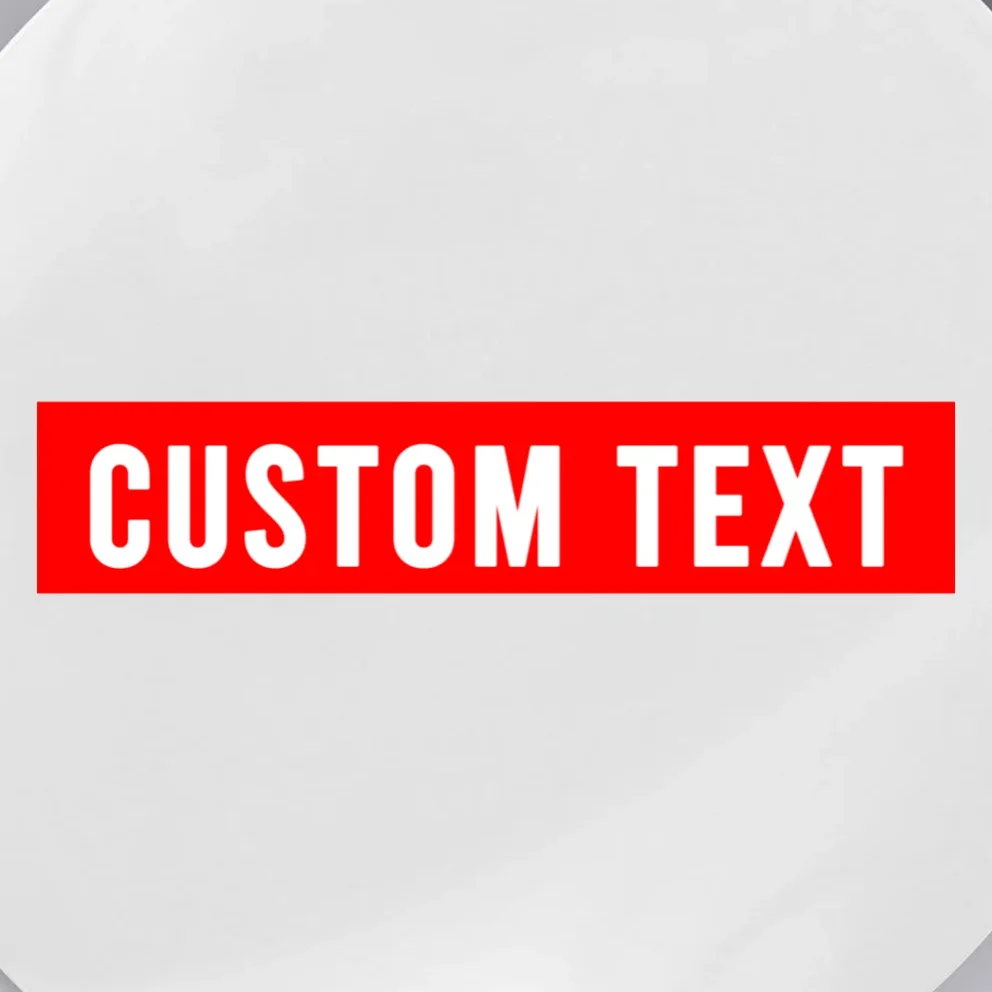Box Logo Custom Text, Red Box, Personalized Button - Front - Close-up