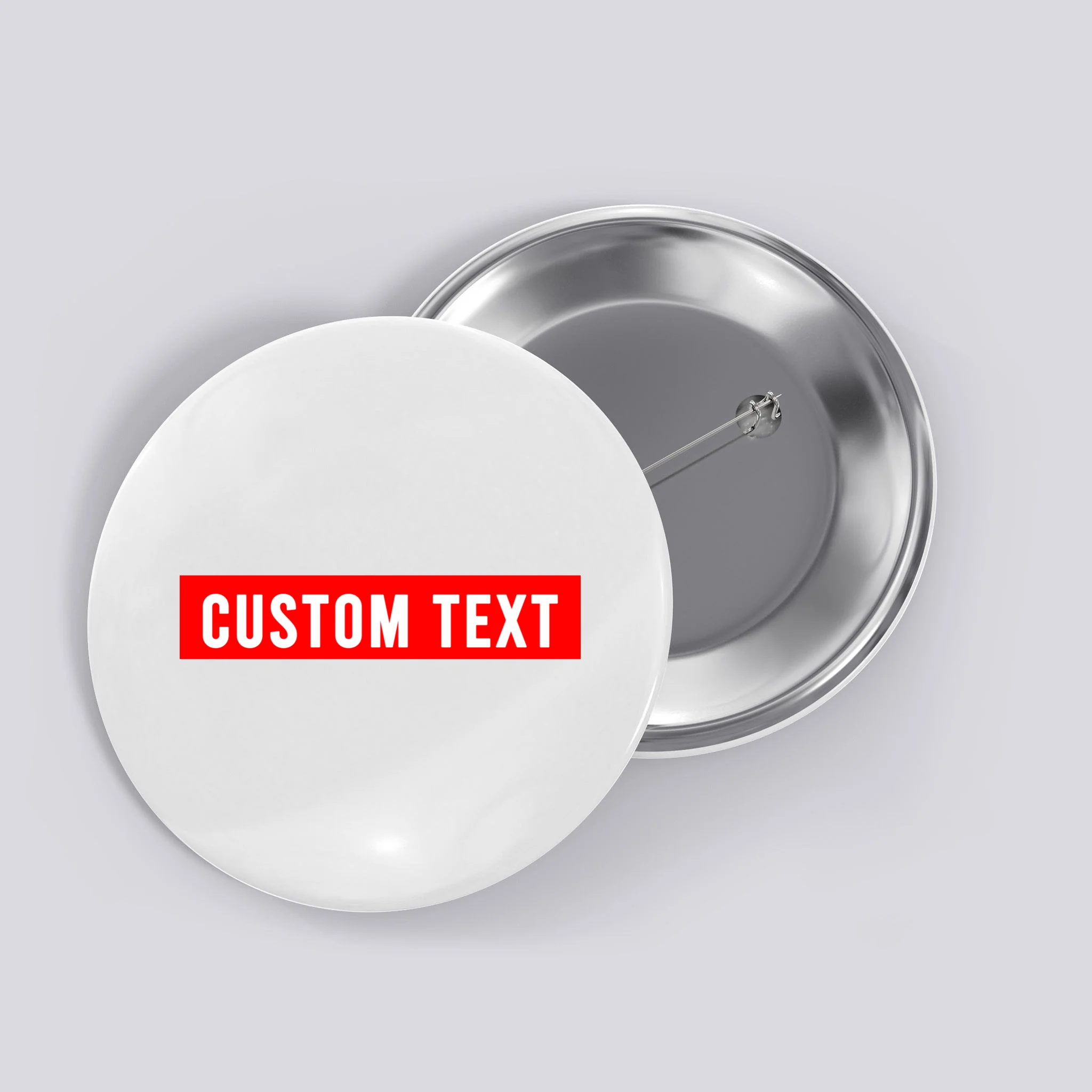 Box Logo Custom Text, Red Box, Personalized Button - Front