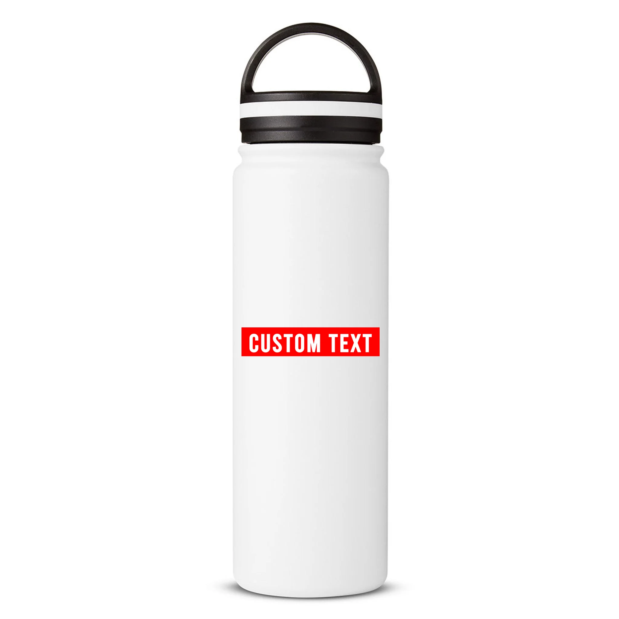 Box Logo Custom Text, Red Box, Personalized 24oz Water Bottle - Front