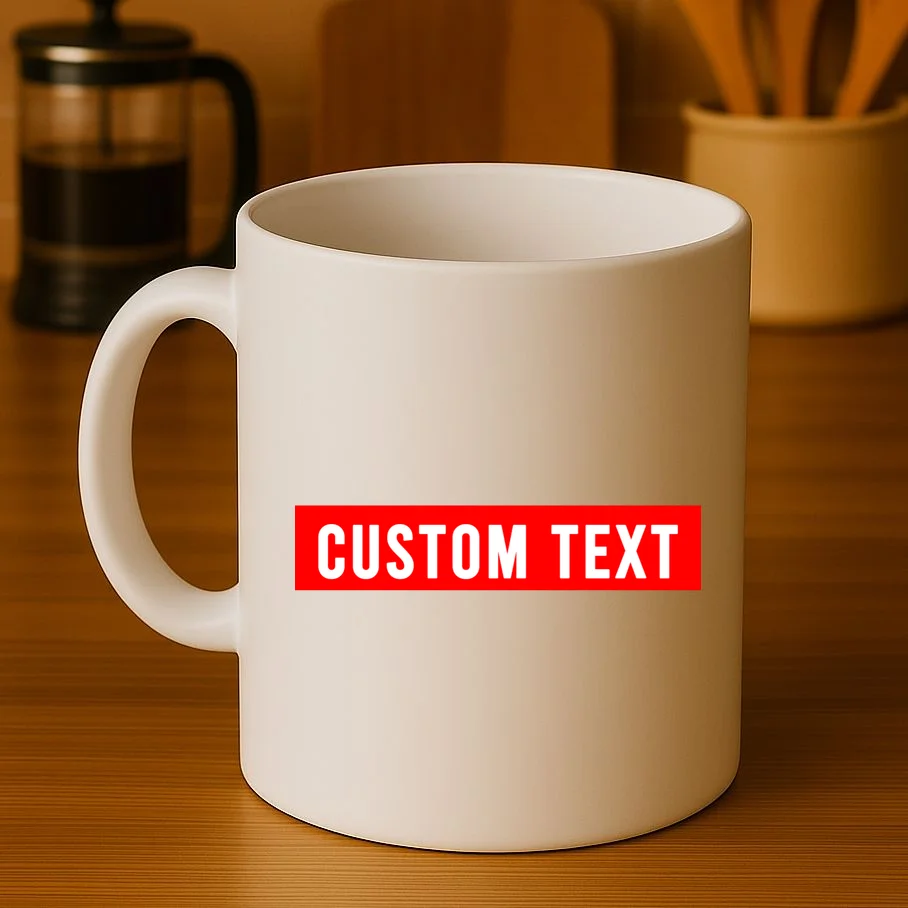 Box Logo Custom Text, Red Box, Personalized Coffee Mug - Front 3
