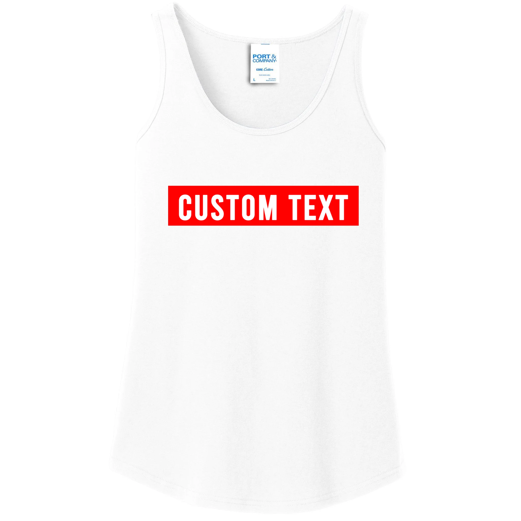 Box Logo Custom Text, Red Box, Personalized Women's Tank Top - Front