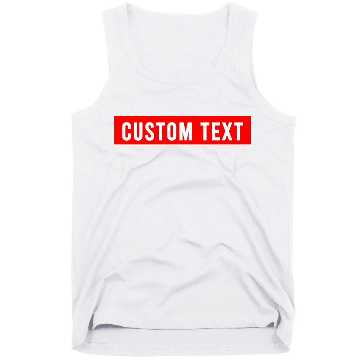 Box Logo Custom Text, Red Box, Personalized Tank Top - Front
