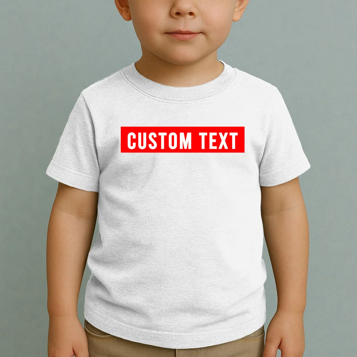 Box Logo Custom Text, Red Box, Personalized Toddler T-Shirt - Front 1