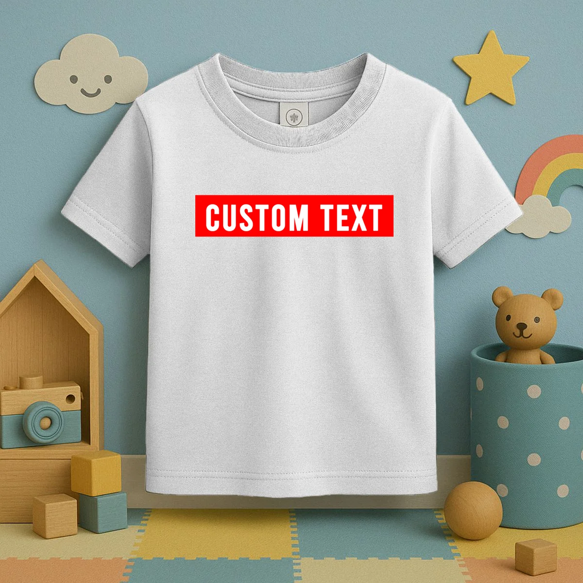 Box Logo Custom Text, Red Box, Personalized Toddler T-Shirt - Front 2