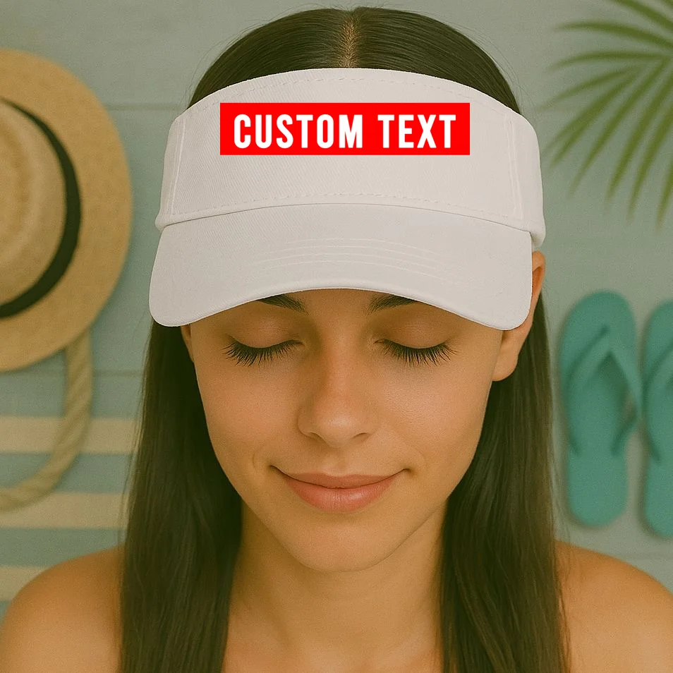 Box Logo Custom Text, Red Box, Personalized Visor - Front 1
