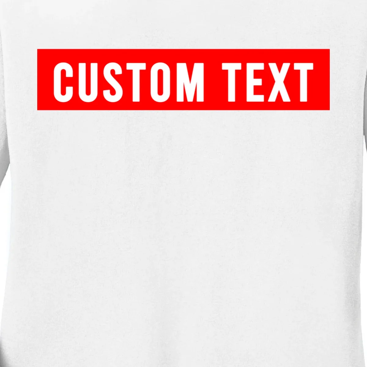 Box Logo Custom Text, Red Box, Personalized Women's Long Sleeve Shirt - Front - Close-up