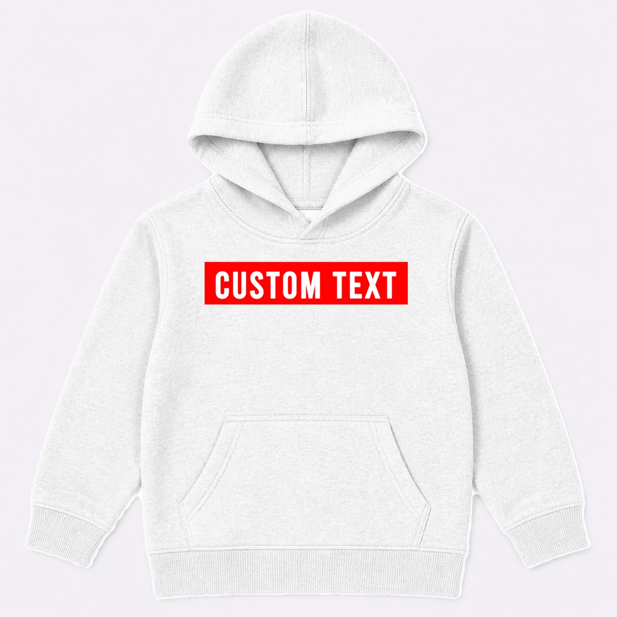 Box Logo Custom Text, Red Box, Personalized Kids Hoodie - Front