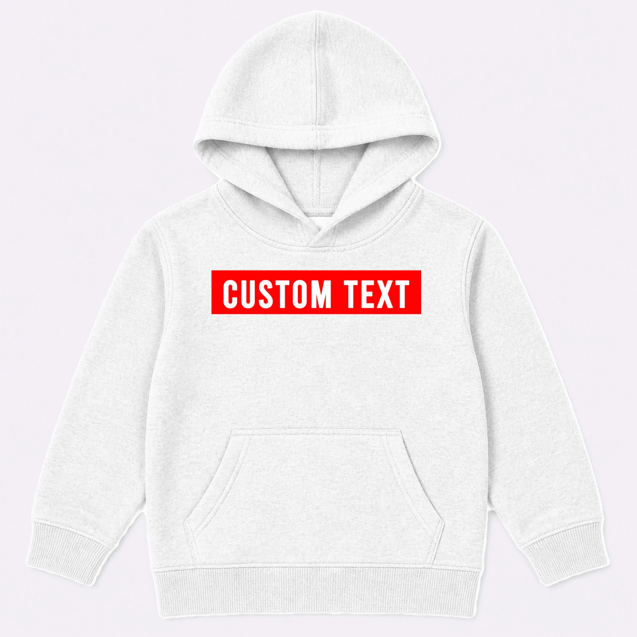 Box Logo Custom Text, Red Box, Personalized Kids Hoodie - Front