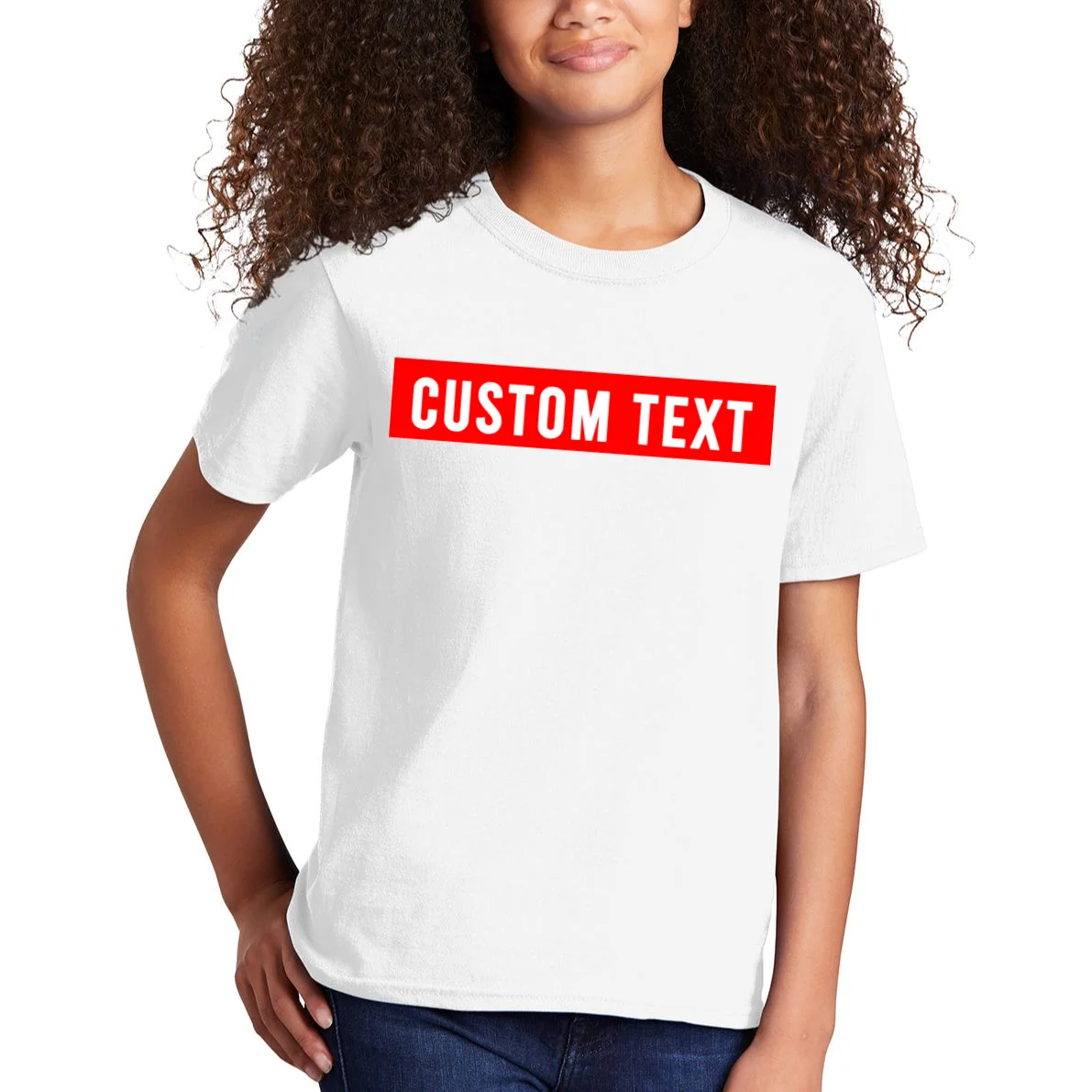 Box Logo Custom Text, Red Box, Personalized Kids T-Shirt - Front 1