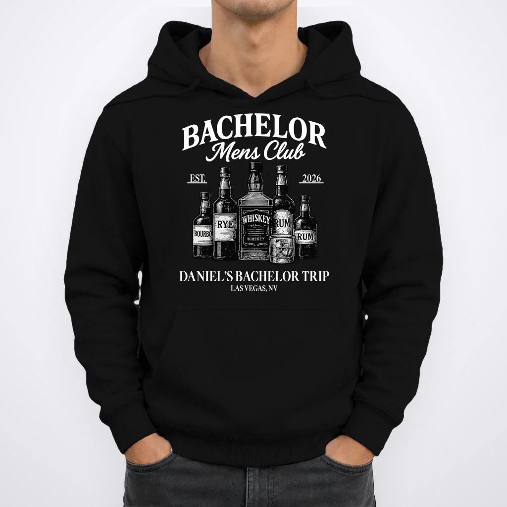 BACHELOR Mens Club Whiskey Rye Bourbon Rum (Customizable) Hoodie - Front 1