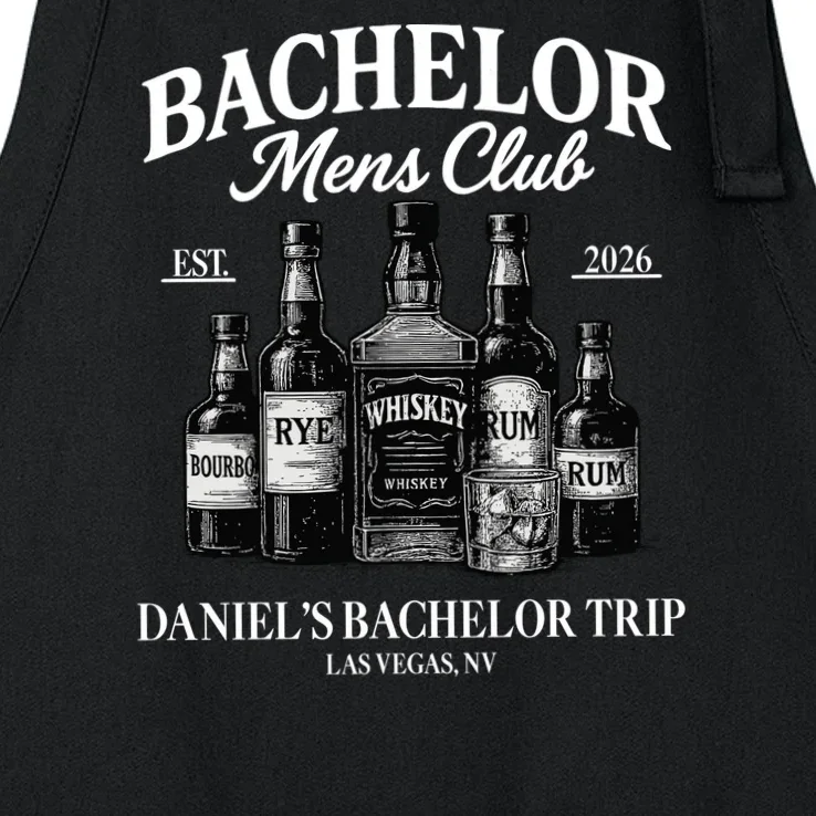 BACHELOR Mens Club Whiskey Rye Bourbon Rum (Customizable) Apron - Front - Close-up