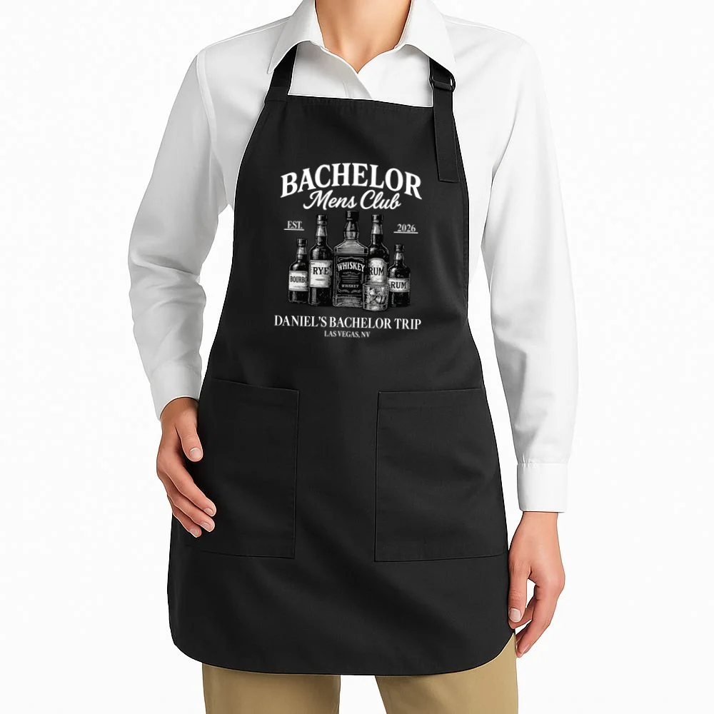 BACHELOR Mens Club Whiskey Rye Bourbon Rum (Customizable) Apron - Front 1