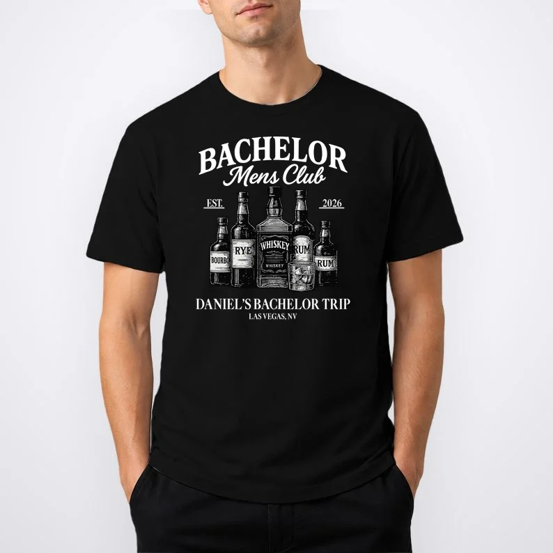 BACHELOR Mens Club Whiskey Rye Bourbon Rum (Customizable) T-Shirt - Front 1
