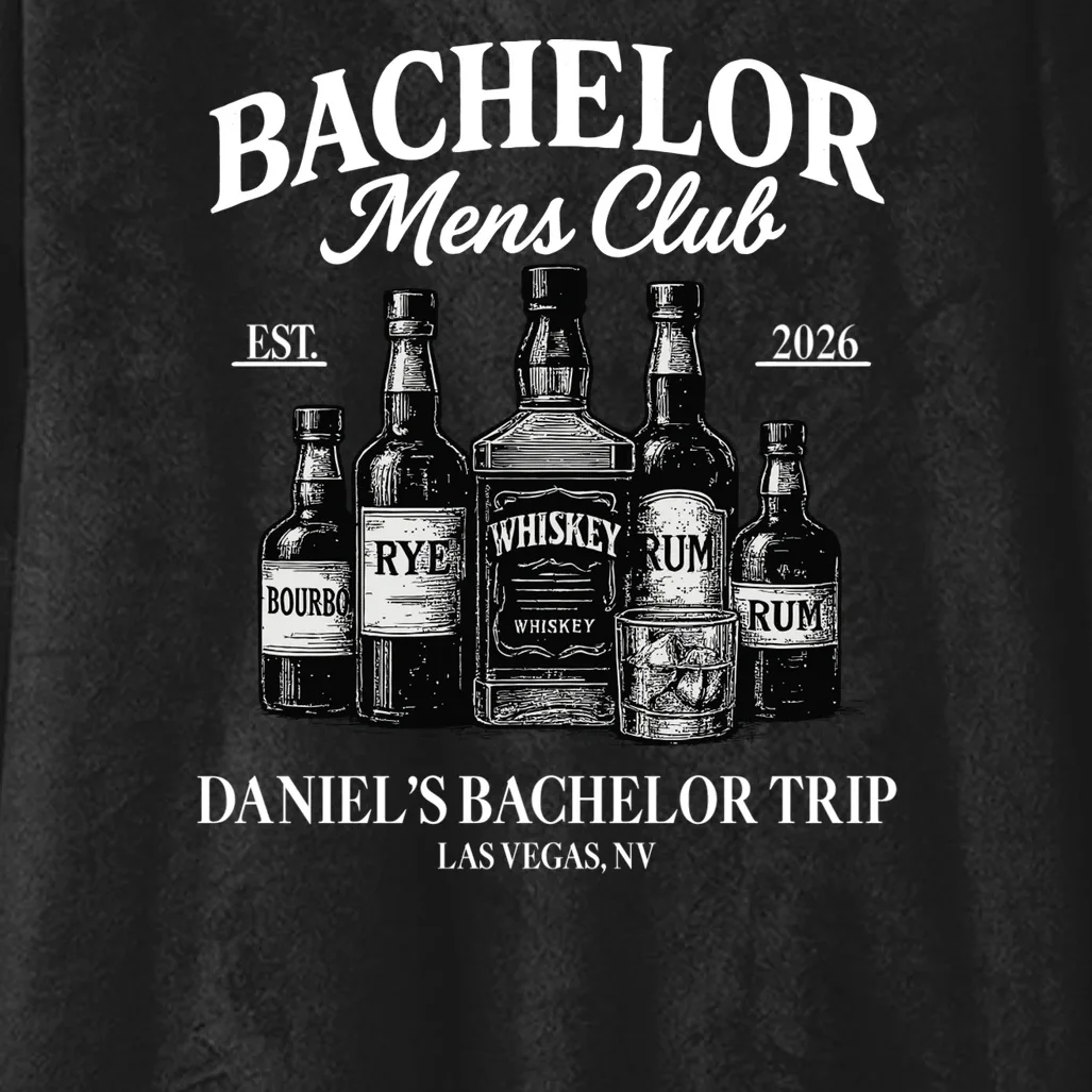 BACHELOR Mens Club Whiskey Rye Bourbon Rum (Customizable) Hooded Blanket - Front - Close-up